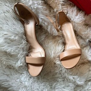 Kelly & Katie Women's Size 9m Kirstie Tan Faux Leather Open Toe Heeled Sandals